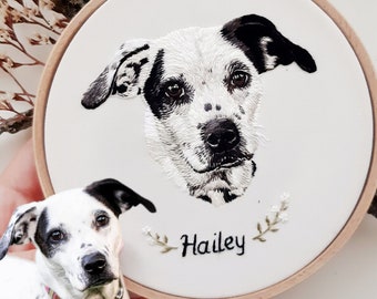 Custom Dog and Cat Portrait Custom Pet Portrait Cat and Dog Embroidery Memorial Gift Realistic Portrait in Hoop Personalized Pet Portrait