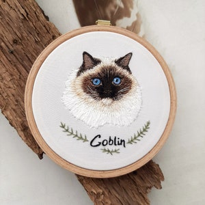 Custom Cat Portrait Custom Pet Portrait Cat and Dog Embroidery Embroidered Portrait in Hoop Personalized Cat Portrait Custom Double Portrait