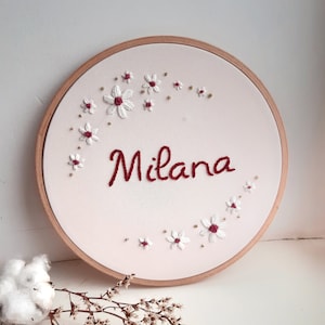 Personalized Baby Name Embroidery Hoop Custom Name Hand Embroidery Floral Name Newborns Baby Shower Gift Baby Girl or Boy Nursery Decor