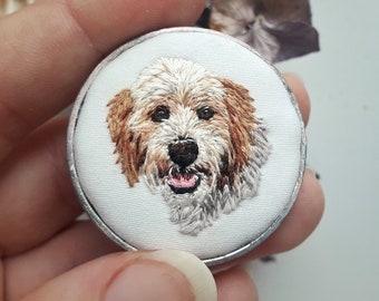 Bestickter Anhänger Personalisiert Hund Bestickte Halskette Hund Portrait Halskette HaustierPortrait Anhänger Bestickt HaustierPortrait