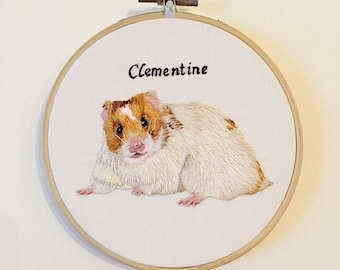 Hamster Portrait Embroidered Hamster Portrait Personalized Pet Portrait Custom Hamster Design Hamster Gift Embroidered Pet Memorial