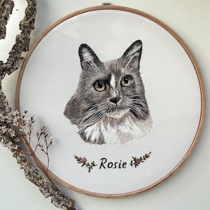 Custom Embroidery Pet Portrait Cat and Dog Lover Gift Pet Memorial Gift Pet Loss Gift Cat or Dog Portrait Custom Pet Embroidery from Photo