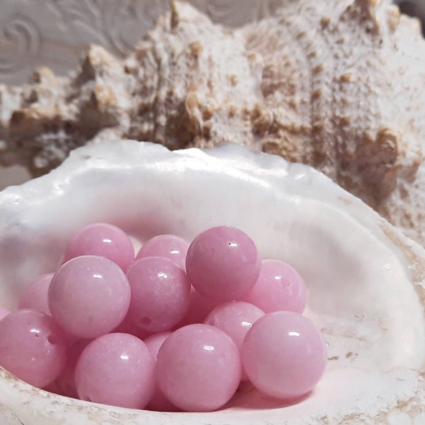 10x jade balls 12 mm drilled pink
