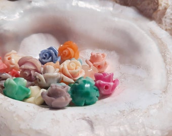 10x pearl coral rose flower color mix pastel 10 mm drilled