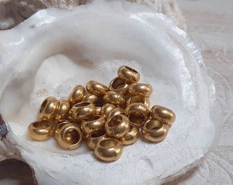 25x perle en métal rondelle intercalaire dorée 10 mm