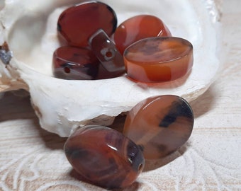 3x carnelian oval beads red orange solid 24 x 17 mm