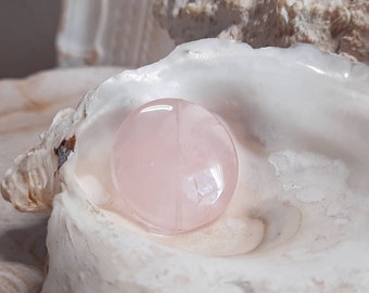 1x beautiful coin disc connector pendant bead approx. 30 mm pink rose quartz drilled lengthwise