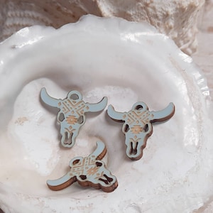 3x pendant bull buffalo bull mint 20 x 25 mm