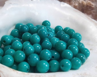 120x Jade Kugeln 6mm petrol gebohrt