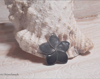 XL MOTHER OF PEARL FLOWER 35 mm pendant gray