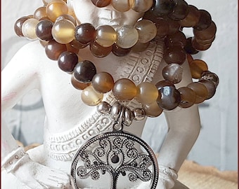 MALA Necklace / Bracelet Tree of Life Agate