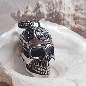 1x XXL stainless steel pendant SKULL solid silver skull
