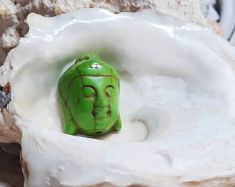 4x Buddha bead pendant Howlite green 28 mm