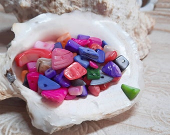 50x mother of pearl nuggets slivers large colorful color mix