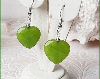 Great earrings earrings earrings stainless steel HERZ agate faceted peridot green silver