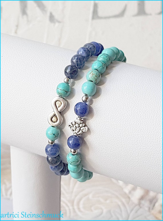 Sodalith Edelstein Armband mit Howlith Perle