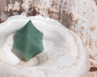 1x XL aventurine pendant star Stepla green 40 x 30 mm drilled at the top