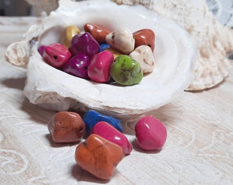 25x Howlite beads unshaped approx. 17 mm colorful color mix off-white blue pink yellow green fuchsia orange red