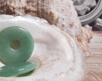 2x XL Grüne Jade Anhänger Donut ca. 30mm grün