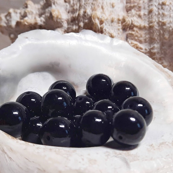 10x Onyx balls black 12 mm drilled