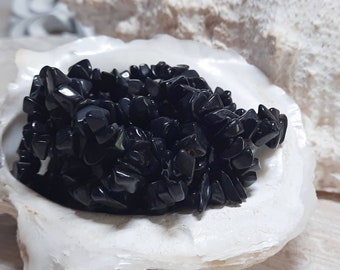 1x fil (env. 90 cm) de perles d'onyx argenté noir