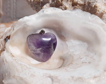 4x amethyst heart pendants approx. 25 mm purple white plus eyelet