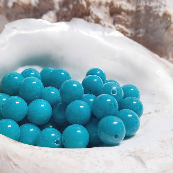 50x jade balls 8 mm drilled petrol turquoise