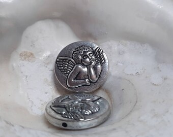 10x wunderschöne Engel Perle silber 19x5mm