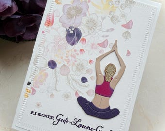 Birthday card with yoga 3D effect, greeting card for a girlfriend