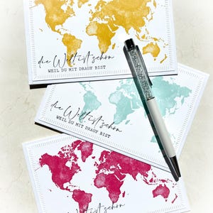 Geburtstagskarte Freundin Geburtstagsgeschenk Flugbegleiter Weltkarte Geburtstagskarte Freund Grußkarte Welt Karte Ruhestand Geschenk Nr.257