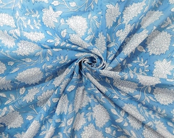 Craft Hand Block Leaf Print Dressmaking Sewing 43/" Cotton Fabric By 1 Yard