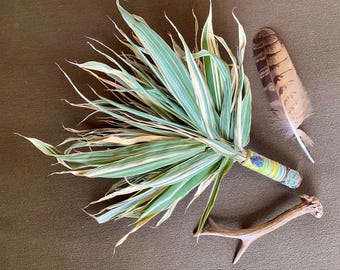 Handmade Chakapa Shamanic Leaf Rattle with rubi zoiisite