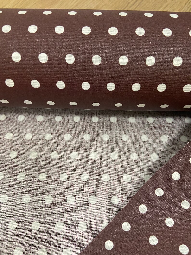 Coated Cotton brown with white dots image 2