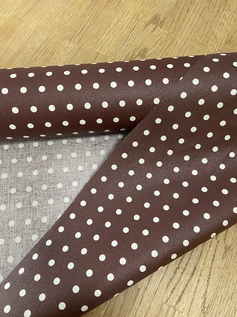 Coated Cotton brown with white dots image 1