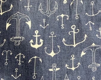 Kokka Maritime Anchor in jeansblue/ecru