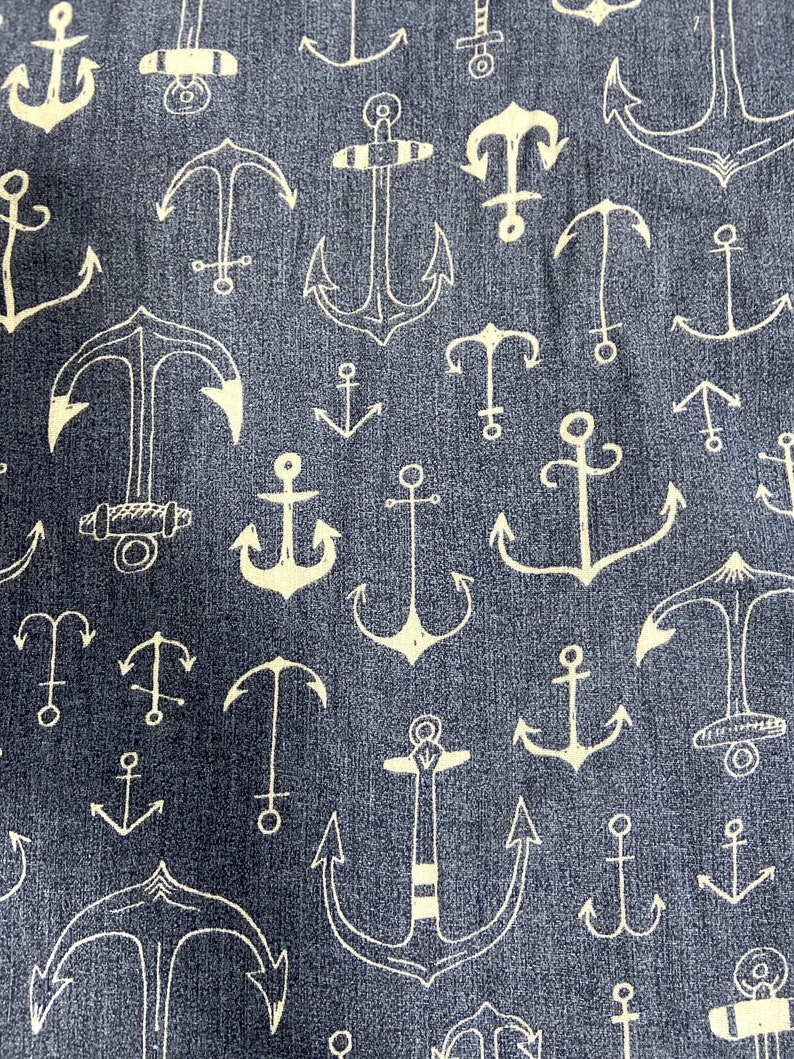 Kokka Maritime Anchor in jeansblue/ecru image 1