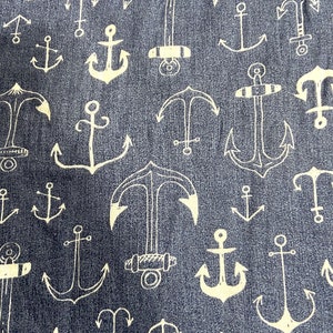 Kokka Maritime Anchor in jeansblue/ecru image 2