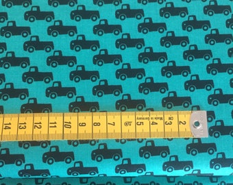 Tiny Trucks in teal by Michael Miller