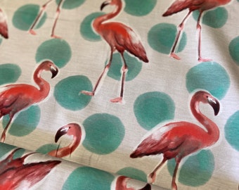 Organic Cotton Knit - Lillestoff Venice Flamingo & Dots - Pamela Frank / Enemenemeins  - 0,5 m