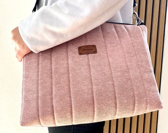 Crossbag aus weichem Kunstleder in rosa meliert // Damen Schultertasche, Crossbody Tasche, Handtasche, Tasche, rosé, vegan