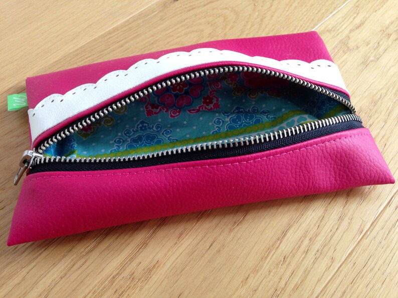 Cosmetic bags, pencil cases, pencil cases, make-up bags, toiletry bags, make-up bags, magenta imitation leather image 3