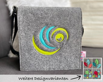 Umhängetasche aus Wollfilz, Kunstleder/Stoff grün, Handtasche, Crossbag, Schultertasche, Frauen Einkaufstasche, mehrere Designvarianten