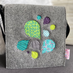 Shoulder bag made of wool felt, imitation leather/fabric green, handbag, crossbag, shoulder bag, women&#39;s shopping bag, several design variants