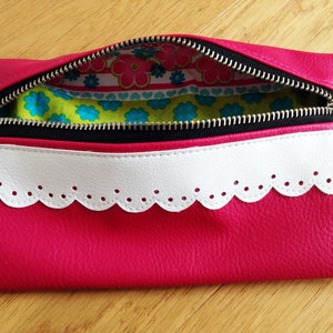 Cosmetic bags, pencil cases, pencil cases, make-up bags, toiletry bags, make-up bags, magenta imitation leather image 2