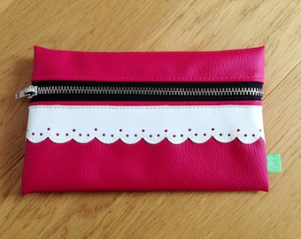 Cosmetic bags, pencil cases, pencil cases, make-up bags, toiletry bags, make-up bags, magenta imitation leather
