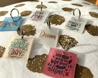 Shrink wrap keychains with sayings