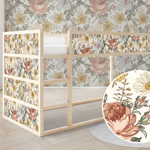 IKEA KURA bed sticker Kura bed removable sticker children's room sticker foil decal floral pattern vintage flowers boho