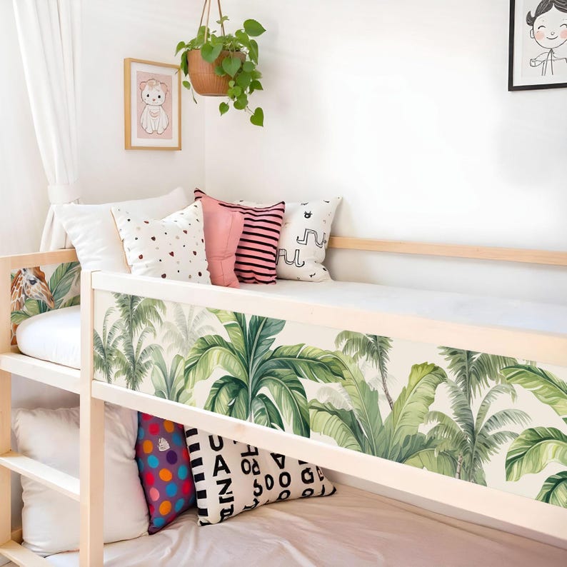 IKEA KURA Safari Dschungel Tiere Bett Aufkleber Kura Bett wiederablösbar Aufkleber Etagenbett Kinderzimmer Aufkleber Folie Abziehbild