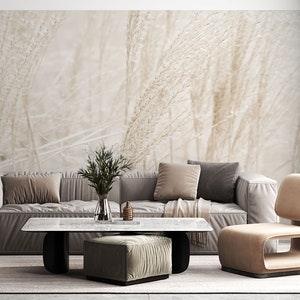 Tapete Gräser Pampas Wedel Boho Pastell beige Natur Wiese Fototapete Motivtapete Landhaus