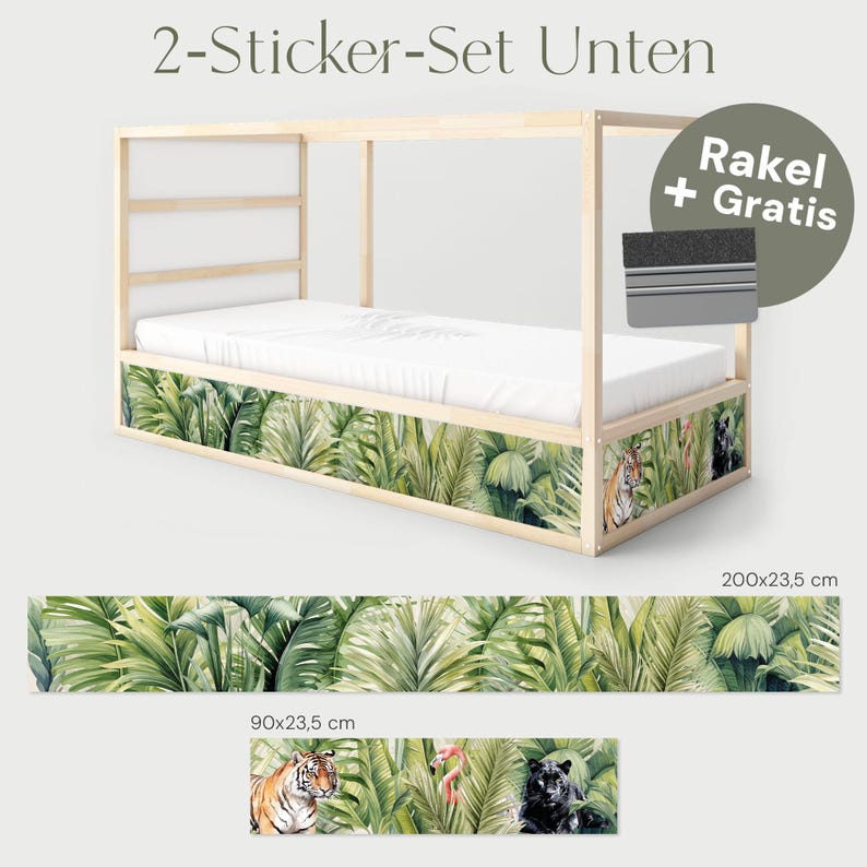 IKEA KURA Safari Jungle Animals Bed Sticker Kura Bed Removable Sticker Bunk Bed Children's Room Sticker Foil Decal 2-Sticker-Set Unten